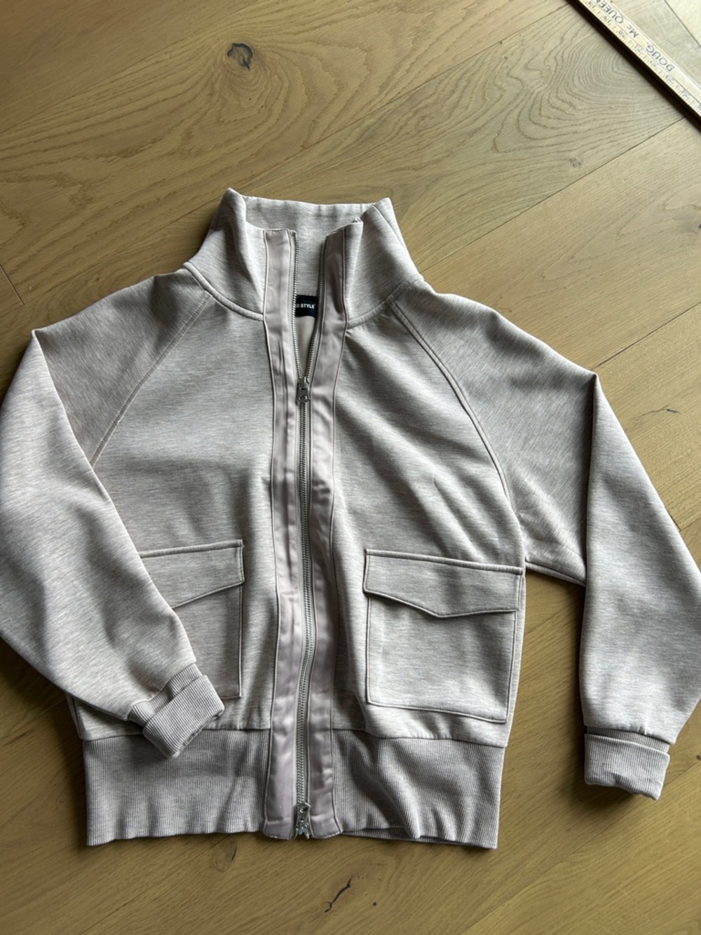 RD Style Beige Zip Jacket with Gloss Trim